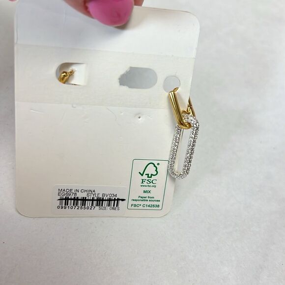 J. Crew BV034 Pavé crystal link earrings two tone NWT - Picture 7 of 8